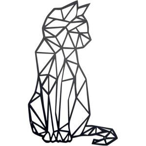 Geometric Black Cat Wall Art Metal Sculpture Home Décor Animal Wall